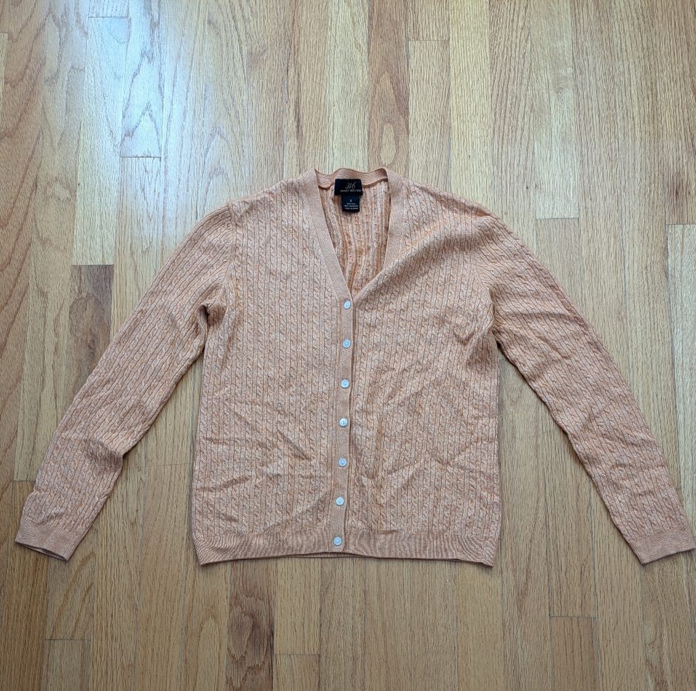 Brooks Brothers 346 Light Orange Cardigan Sweater